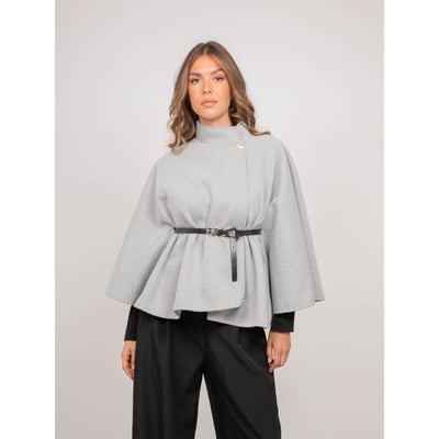 Cape Avec Ceinture Col Montant Manches évasées Urolie DONA LISA
