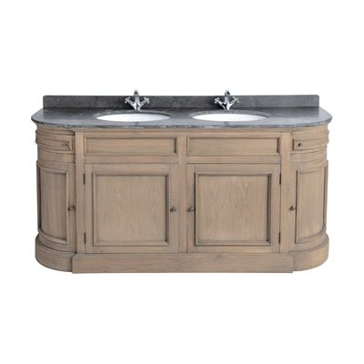 Meuble lavabo double en chêne et pierre bleue L191 cm - HAUSMANN SIGNATURE
