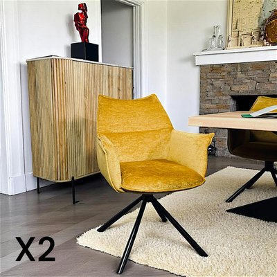 Fauteuil de table en velours doré avec retour (lot de 2) PALERME PIER IMPORT