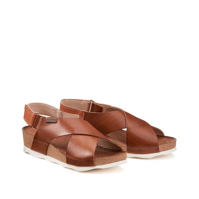 Sandales cuir à talon compensé Mahon PIKOLINOS