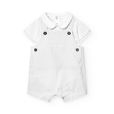 Ensemble body à manches courtes et salopette rayée BOBOLI