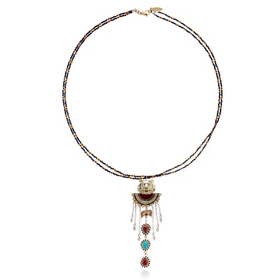 Collier perles avec pendentif tigre et pampilles ARZA HIPANEMA