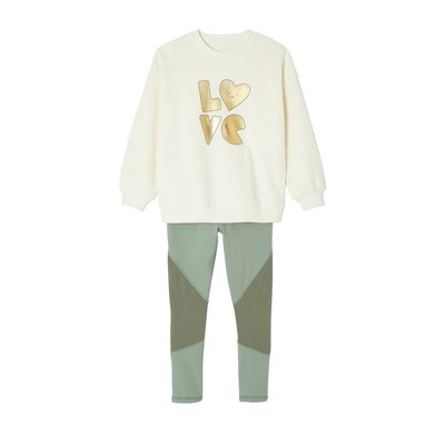 Ensemble sport sweat motif doré + legging VERTBAUDET