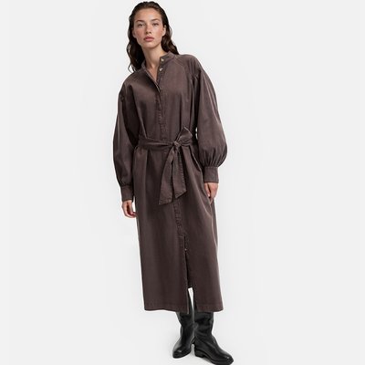 Lyocell and Cotton Maxi Dress with Puff Sleeves LA REDOUTE COLLECTIONS