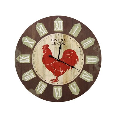 Horloge Ancienne Murale Bistrot le Coq 58cm DECORATION D’AUTREFOIS