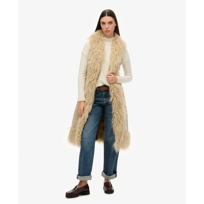 Gilet afghan long sans manches en imitation fourrure SUPERDRY
