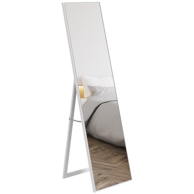 Miroir sur pied rectangulaire dim. 147H x 35l cm aspect bois HOMCOM