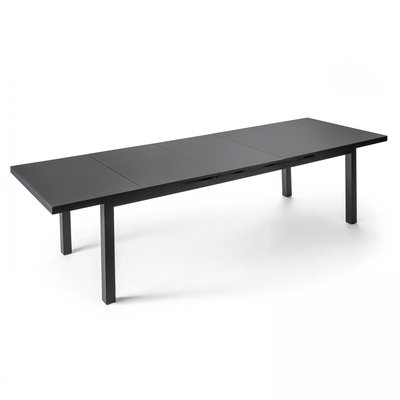Table de jardin à rallonge en aluminium gris anthracite 12 places, ALBI OVIALA