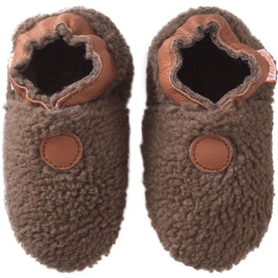 Chaussons bébé cuir souple Bouclettes marron TICHOUPS