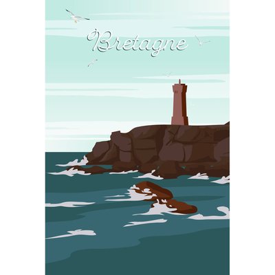 Tableau Mural Illustration Phare De Men Ruz MER CEANOTHE