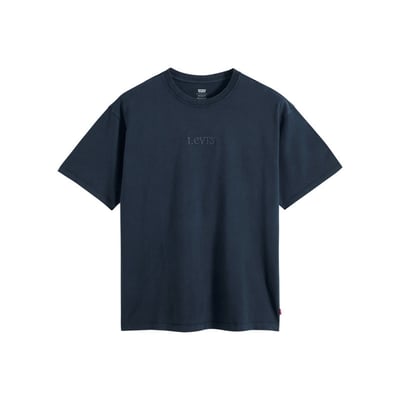 T-shirt en coton marine à coupe droite pourvu d'un col rond côtelé LEVI'S
