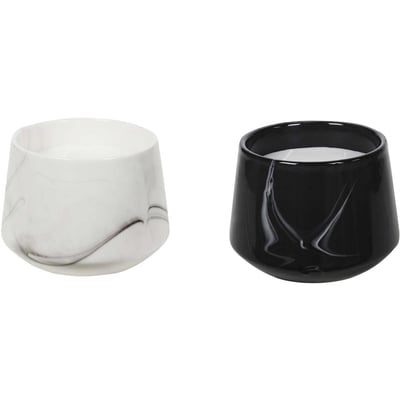 Bougie parfumée pot en dolomite effet marbre (Lot de 2) 10,5 x 13,5 cm CMP