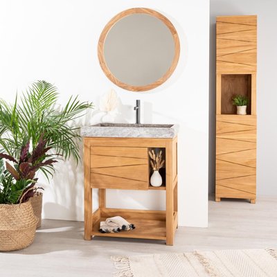 Meuble en teck massif rectangle 67cm + vasque COSY WANDA COLLECTION