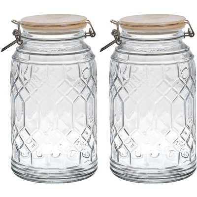 Bocal de conservation couvercle en bambou  (Lot de 2) 2.3 litres CMP