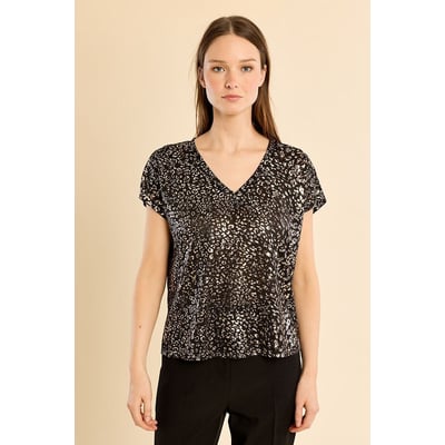 T-shirt met V-hals en print MOLLY BRACKEN