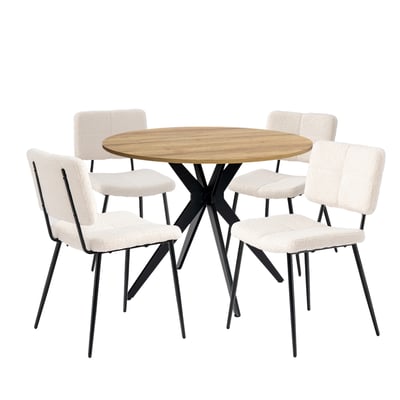 Ensemble de table à manger ronde avec 4 chaises, CLIFTOAKXSET MEUBLES COSY