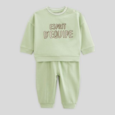 Ensemble sweat brodé et jogging uni en coton BIO GOTS BOUT'CHOU