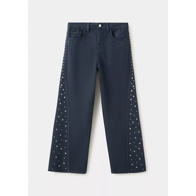 Jean wide leg à étoiles en strass MANGO KIDS