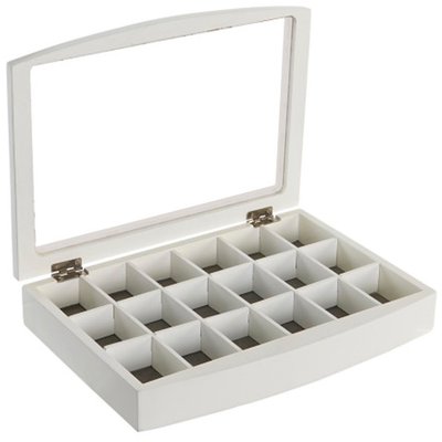 Boîte à bijoux en bois blanc 18 compartiments 30x20x5cm WADIGA