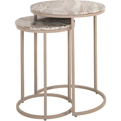 Table d appoint ronde pierre naturelle et métal design raffiné RECOLLECTION