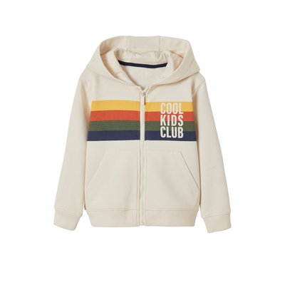 Sweat zippé à capuche animation rayures VERTBAUDET