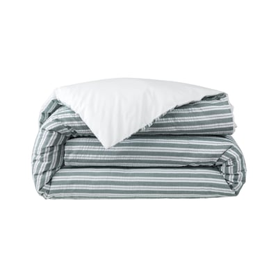 Housse de couette en percale de coton seersucker, L SEERLINE LACOSTE HOME