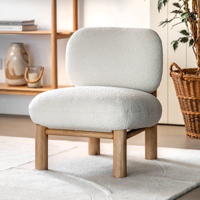 Kellan Boucle Accent Chair with Wood Legs SO'HOME