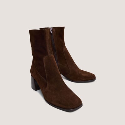 Botines de piel con tacón ancho JONAK