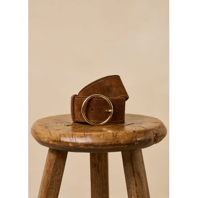 Ceinture robe en croûte de cuir avec surpiqûres LA FEE MARABOUTEE