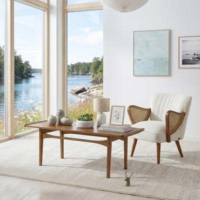 Table basse style scandinave, plateau en chêne DALHIA ROBIN DES BOIS