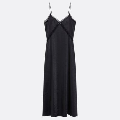 Robe longue en satin à fines bretelles et dentelle LA REDOUTE COLLECTIONS