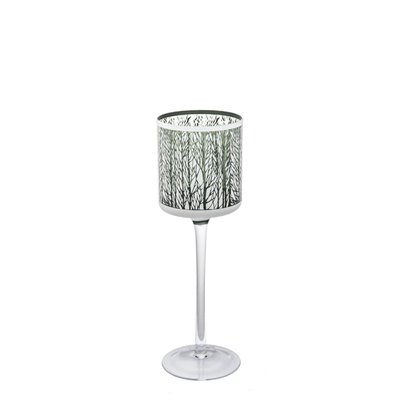 Porte-bougie décoratif à pied en verre H25 SIA DECO