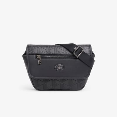 Mini sac messenger monogramme en cuir LACOSTE