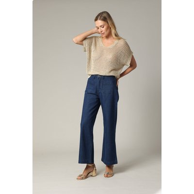Pull ample en viscose tout en crochet fil textile beige LUZIA DEELUXE