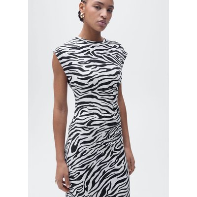 Robe midi ajustée zèbre MANGO