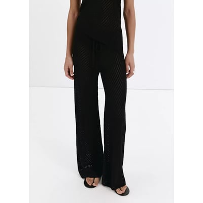 Pantalon droit maille côtelée MANGO