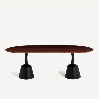 Plateau de table ovale en noyer, longueur 220 cm, OVALO AM.PM