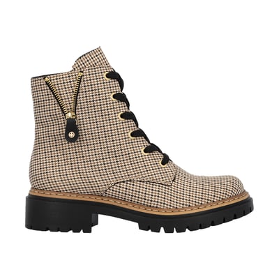 Bottines noires à talon décroché bas ornées d'un empiècement léopard RIEKER