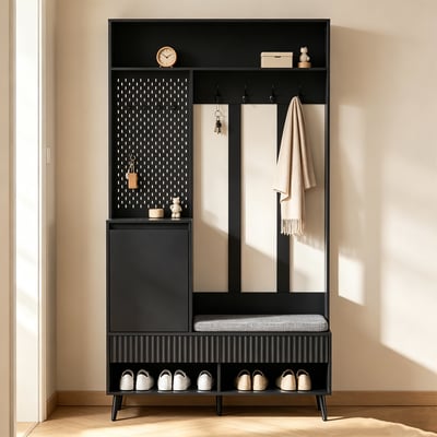 Vestiaire d'entrée avec banc et rangement, PORTER MEUBLES COSY