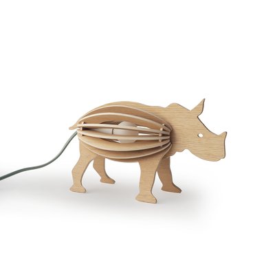Lampe à poser en chêne Rhinocéros - ZOOO SAVANE GONE'S