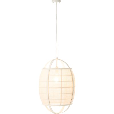 Lampe suspendue blanche en lin et bambou style contemporain RECOLLECTION