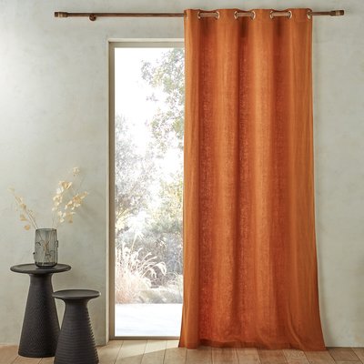 Private Single Lined Pre-Washed Linen Curtain with Eyelets AM.PM