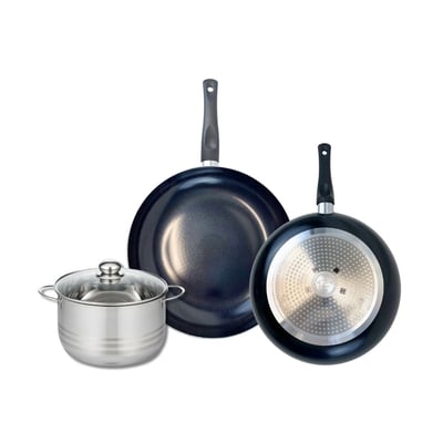 Batterie 2 poêles 28/32cm + 1 faitout 20cm PRIMA BRILLANT ELO