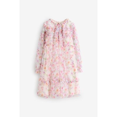 Robe en mesh avec manches longues et volants NEXT