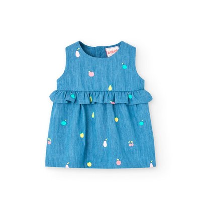 Robe en jean a bretelles imprimé BOBOLI