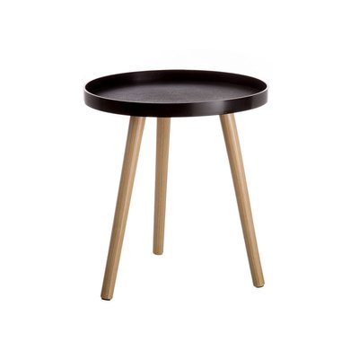 Table d'appoint bout de canapé bois et polypropylène noir - 40x40x43.5cm WADIGA