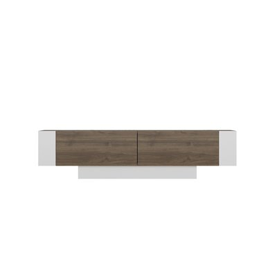 Meuble TV 2 portes décor noyer et blanc L150 cm - MATERA CALICOSY