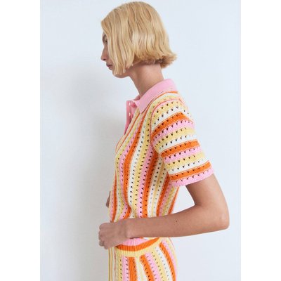 Pull-over maille ajourée rayures MANGO