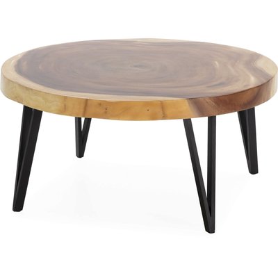Table basse en bois de suar, ronde, bohème RECOLLECTION