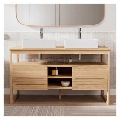 Ensemble meuble double vasque 140cm + vasques ATOLL MOB IN
